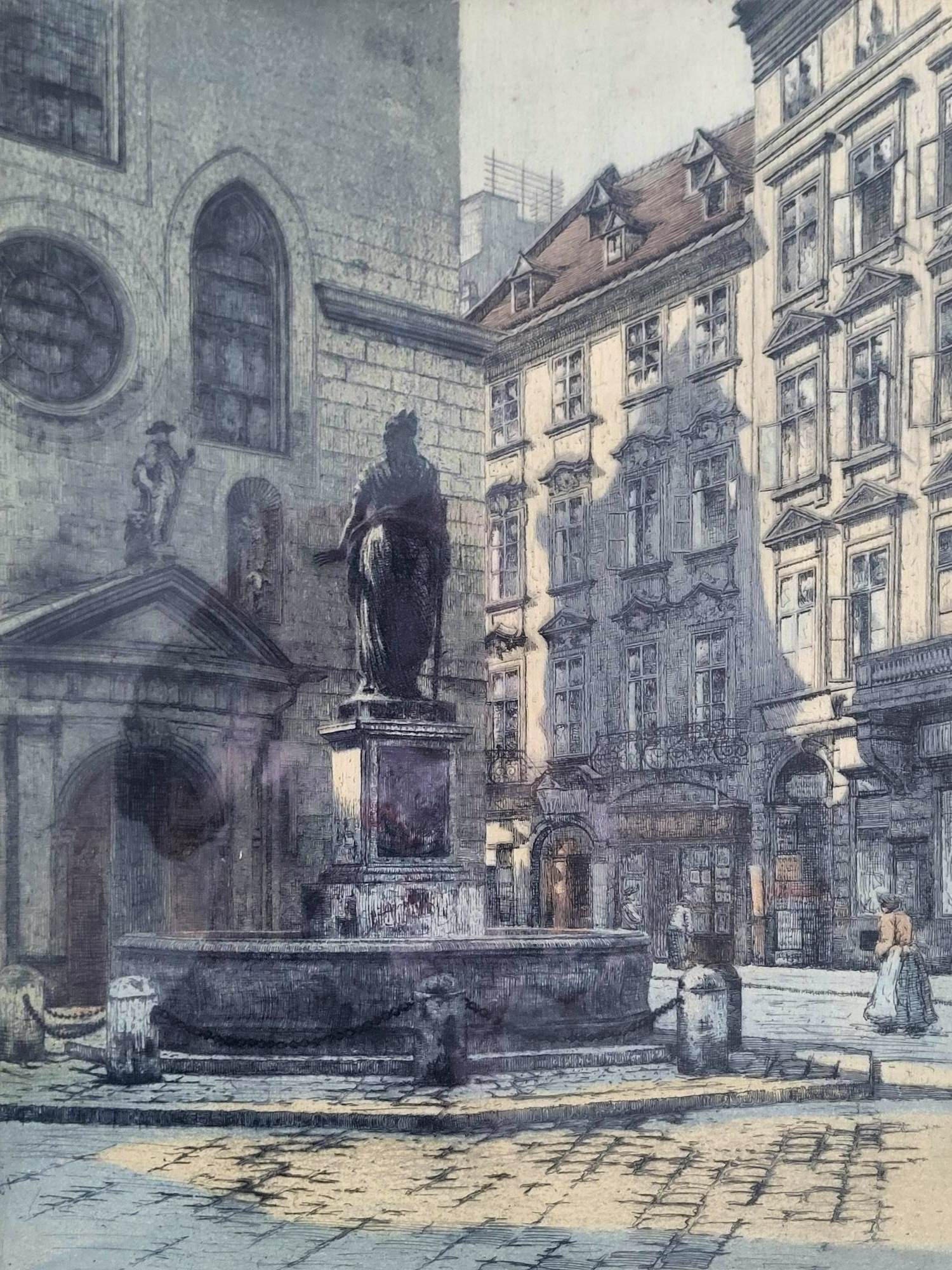 Emil Singer - Mosesbrunnen op de Franziskanerplatz in Wenen. kopen? Bied vanaf 125!