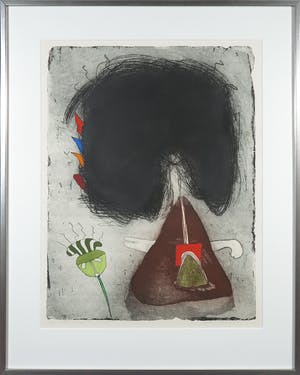 Michel van Overbeeke - Kleurenets met bladgoud, Mountain story III - Ingelijst kopen? Bied vanaf 1!