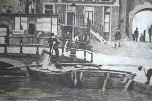 Willem Witsen - Ets - 1912 - het Beurspoortje Amsterdam - fraai ingelijst kopen? Bied vanaf 250!