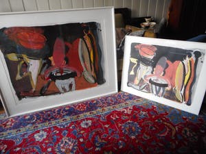 Piet Warffemius - De originele ( gouache )" de reis " en bijbehorende zeefdruk ( 2 stuks !! ) kopen? Bied vanaf 200!