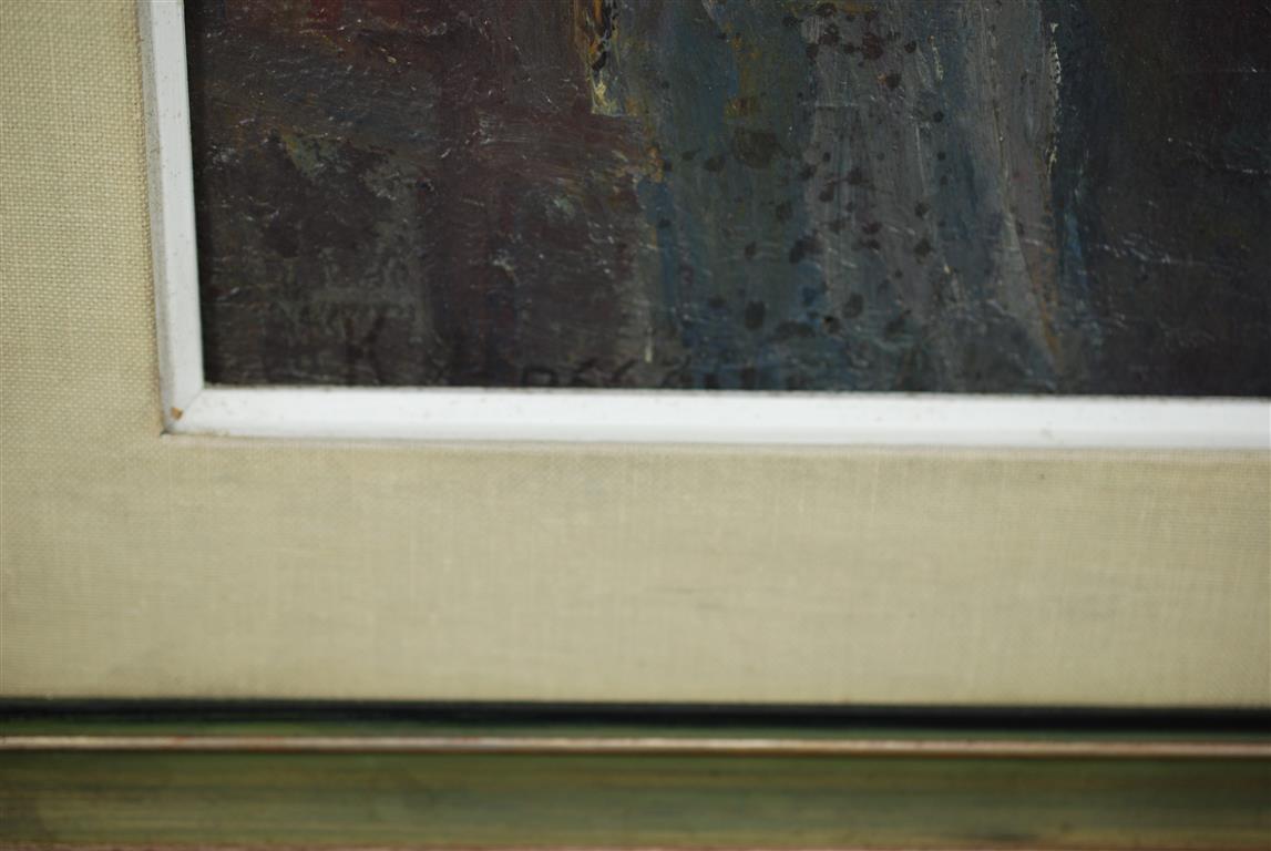 Karel De Posson - OLIE OP DOEK “KAMER MET PERSONEN” VAN KAREL DE POSSON kopen? Bied vanaf 95!