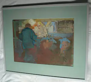 Peter Polderman - Ingelijst , Tempera , In het Café 1 – 1990 - Lijst, 78 x 97 cm kopen? Bied vanaf 150!
