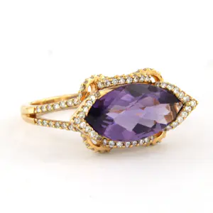 18k gouden ring met amethist en briljant geslepen diamant tot. 0.56ct kaufen? Bieten Sie von 825!