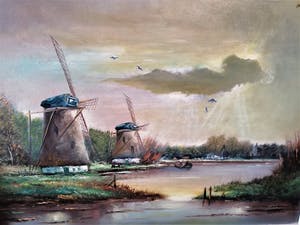 Wilhelmus Enneking - (Range) Molens in een Hollands Landschap kopen? Bied vanaf 60!