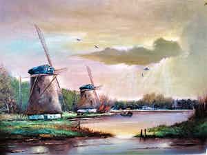 Wilhelmus Enneking - (Range) Molens in een Hollands Landschap verkocht voor € 60!