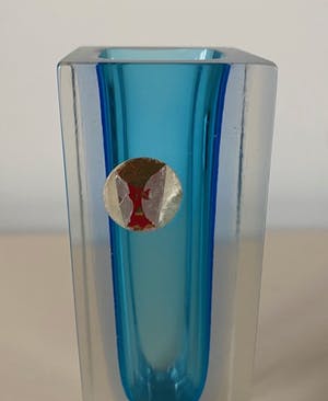 Flavio Poli - Vintage Lichtblauwe Mandruzzato glazen vaas kopen? Bied vanaf 50!