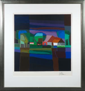 Ton Schulten - Zeefdruk, Boerenhoeve - Ingelijst kopen? Bied vanaf 300!