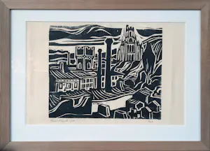 Hans Vleugels - houtsnede 1964 - Landschap - kleine oplage - ingelijst - 25040 kopen? Bied vanaf 75!