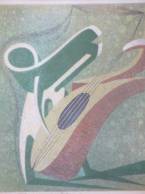 Harry van Kruiningen - De Gitaarspeler - Kleurenlitho kopen? Bied vanaf 85!