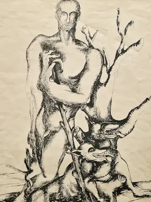 AcheterOssip Zadkine - Grote omstreeks 1930 lithografie op papier - zonder titel - potloodgesigneerd? Enchérissez de 50!