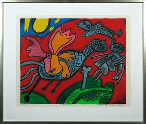 Corneille - Zeefdruk, L' ange descendu des astres - Ingelijst kopen? Bied vanaf 200!