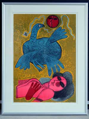 Corneille - Rode zon, blauwe vogel verkocht voor € 450!