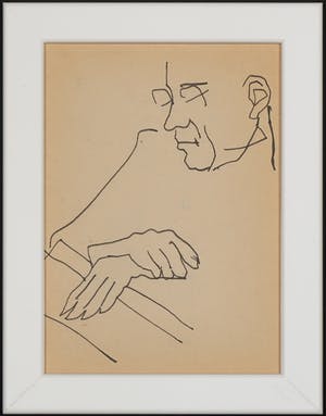 Siep van den Berg - Inkttekening, Slapende man - Ingelijst kopen? Bied vanaf 55!