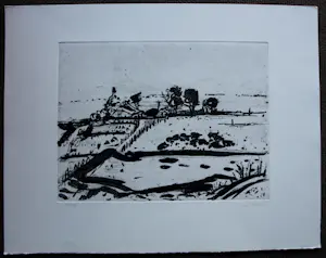 Jan Wiegers - Droge naald ets: landschap kopen? Bied vanaf 95!