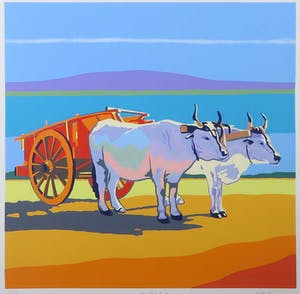 Marco Kooiman - Zeefdruk, The Red Cart - Ingelijst kopen? Bied vanaf 40!