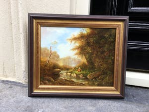 Cor Klijn - C4058-2 - Herderin in vallei met schaapjes kopen? Bied vanaf 150!