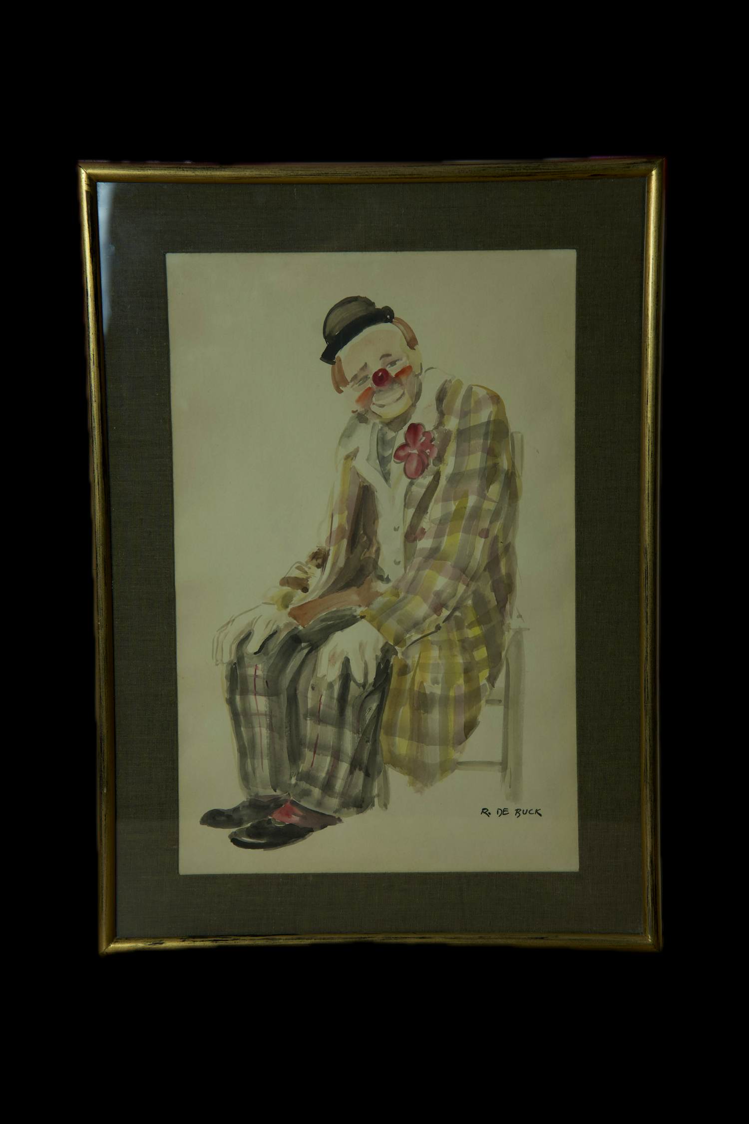 Raphael de Buck - Clown Aquarel op papier Gesigneerd rechtsonder kaufen? Bieten Sie von 90!