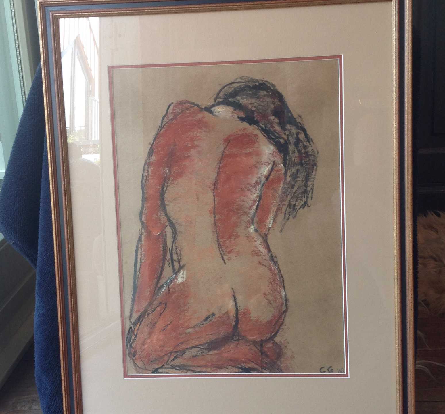 Niet of onleesbaar gesigneerd - Krijttekening naakt kopen? Bied vanaf 1!