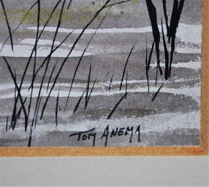 Tom Anema - vogels boven het meer - gouache kopen? Bied vanaf 60!