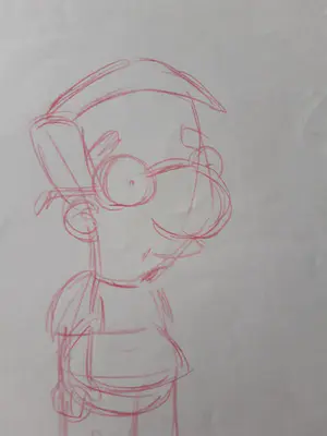 Matt Groening - originele productietekening The Simpsons, Milhouse ingelijst + Certificaat kopen? Bied vanaf 80!