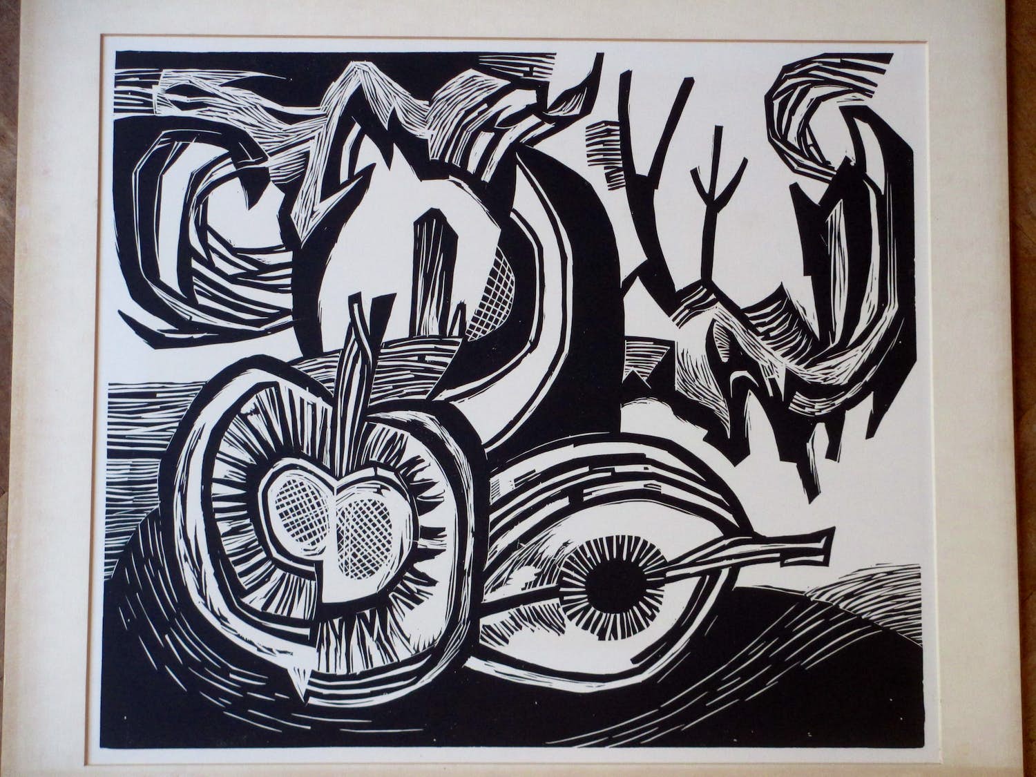 Hubert Levigne - Kastanjes - Linosnede verkocht voor € 1!