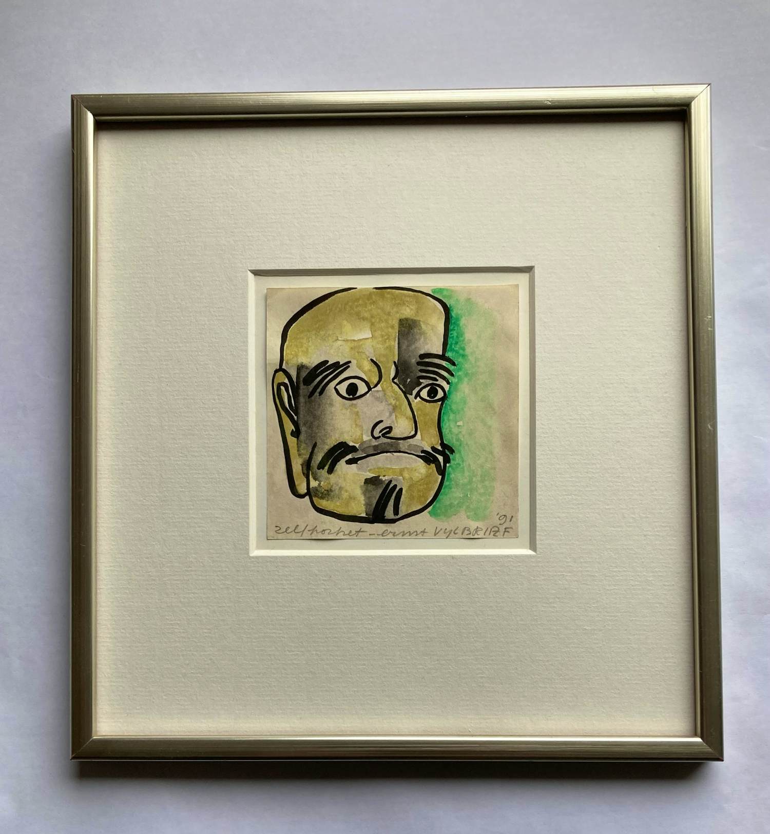 Ernst Vijlbrief - aquarel - zelfportret - 1991 - gesigneerd kopen? Bied vanaf 55!