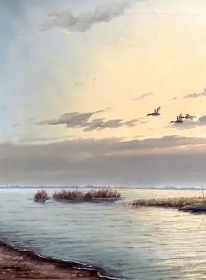 Gien Brouwer - Rivierzicht met vliegende eenden kopen? Bied vanaf 149!