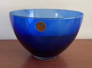 Royal Leerdam - Kobalt blauwe glazen kom op voet kopen? Bied vanaf 50!