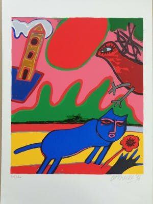 Corneille - BLAUWE KAT / KLEURZEEFDRUK / 56x38cm / SIG / 1996 kopen? Bied vanaf 120!