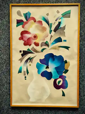 Frans de Jong - Oprichter "het Drukhuis" - sjabloondruk "bloemen in vaas" zeer kleine oplage!! verkauft für € 80!