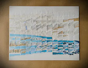 Stef Kreymborg - Unieke & grote - papier (treintabel) collage - "Sporen" - potloodgesigneerd kopen? Bied vanaf 64!