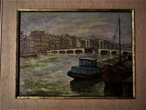 Ronald Terpstra - Verstild olieverf "Amsterdam de Amstel en Magere Brug" gesigneerd kopen? Bied vanaf 10!