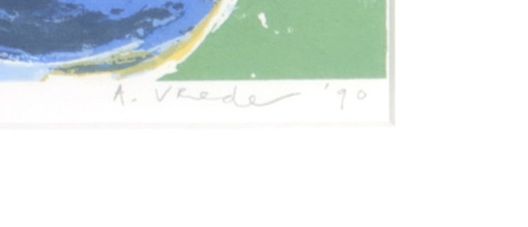 Anton Vrede - Kleurenlitho, Pinguin en konijn, Ingelijst kopen? Bied vanaf 35!