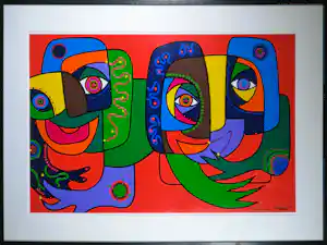 Marianne Naerebout - Zeefdruk, Sea lovers - Ingelijst (Zeer groot) verkocht voor € 120!