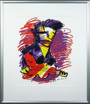 Herman Brood - Zeefdruk, Elvis - Ingelijst verkocht voor € 1!