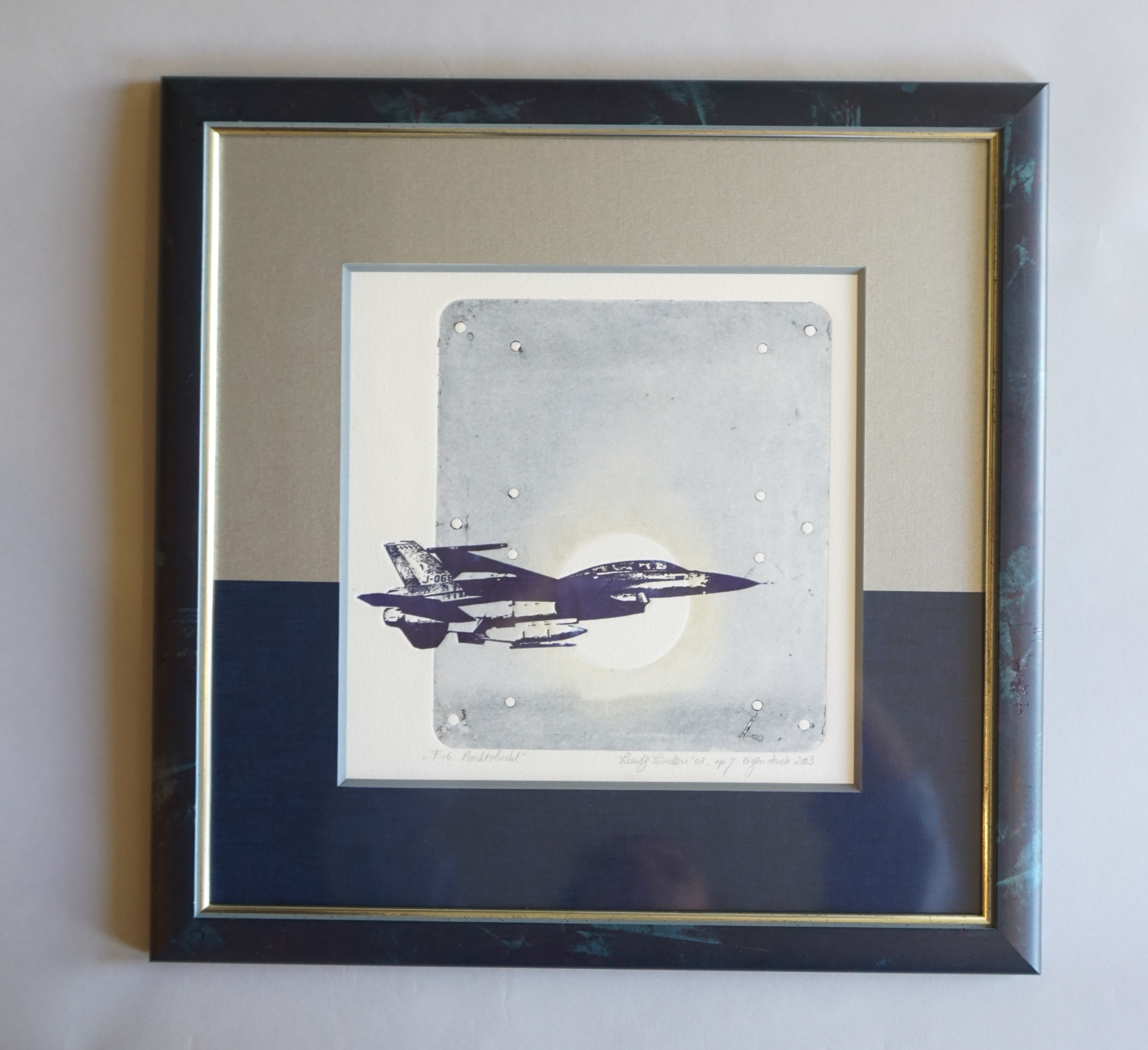 Leentje Linders - Ets - F-16 nachtvlucht - 2003 - 2 werken kopen? Bied vanaf 100!