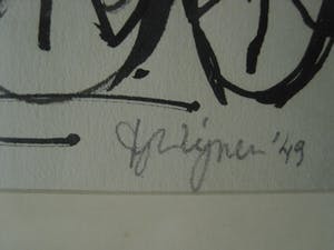 Niet of onleesbaar gesigneerd - Leuke OostIndische Inkt tekening "de PostKoets" gesigneerd kopen? Bied vanaf 10!