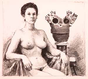 Aat Veldhoen - Rotaprint, Zittend naakt verkocht voor € 50!