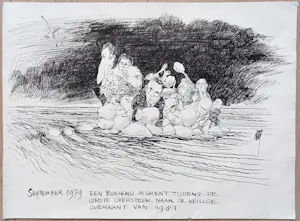 Peter van Straaten - De grote oversteek van kabinet Van Agt I, originele gesigneerde tekening kopen? Bied vanaf 295!