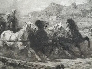 William Unger - Ets naar een schilderij van Adolf Schreyer , Wallachisches Fuhrwerk – ca 1880 kopen? Bied vanaf 10!