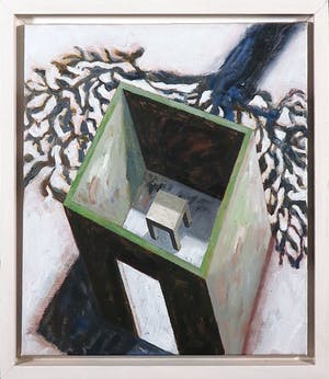 Marianne Roodenburg - Acryl op doek, Chatroom met boom - Ingelijst kopen? Bied vanaf 60!