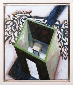 Marianne Roodenburg - Acryl op doek, Chatroom met boom - Ingelijst verkocht voor € 60!