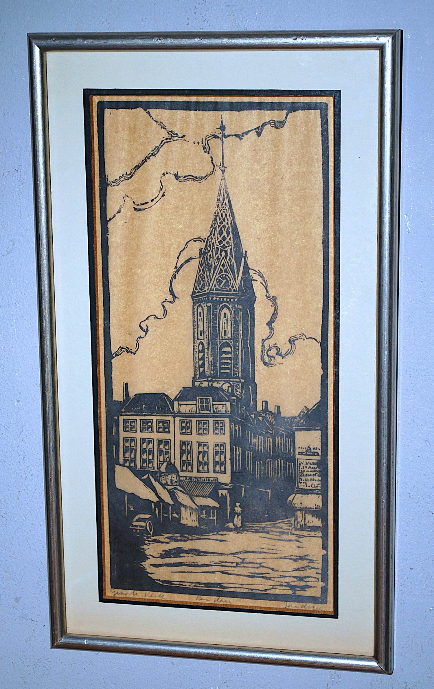 Jac. de Beer - houtsnede: Grote Kerk Den Haag kopen? Bied vanaf 40!