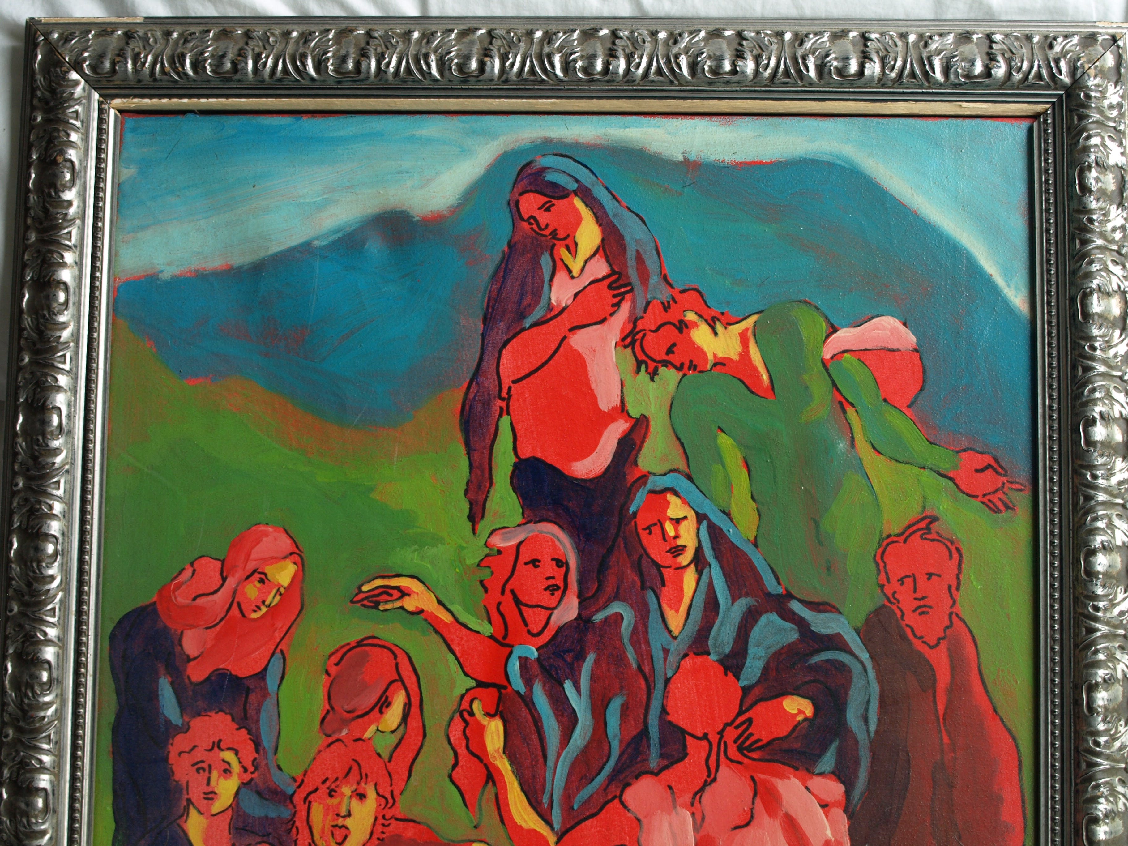 Justus Donker - Olieverf op canvas , Kruisiging , Zelfportret - ingelijst – 2000 kopen? Bied vanaf 1!