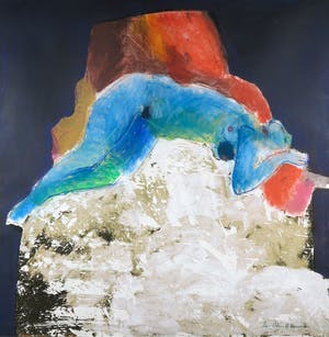 Jan Peter van Opheusden - Gemengde techniek met bladgoud op papier, Sauna - Ingelijst (Groot) kopen? Bied vanaf 350!