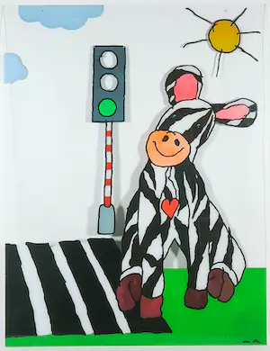Ella Steenmeijer - Acryl op plexiglas, Kindertekening kopen? Bied vanaf 1!