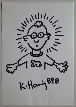 Keith Haring - Original Drawing *** Signed *** COA *** kopen? Bied vanaf 1800!