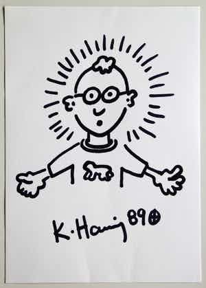 Keith Haring - Original Drawing *** Signed *** COA *** verkocht voor € 1800!