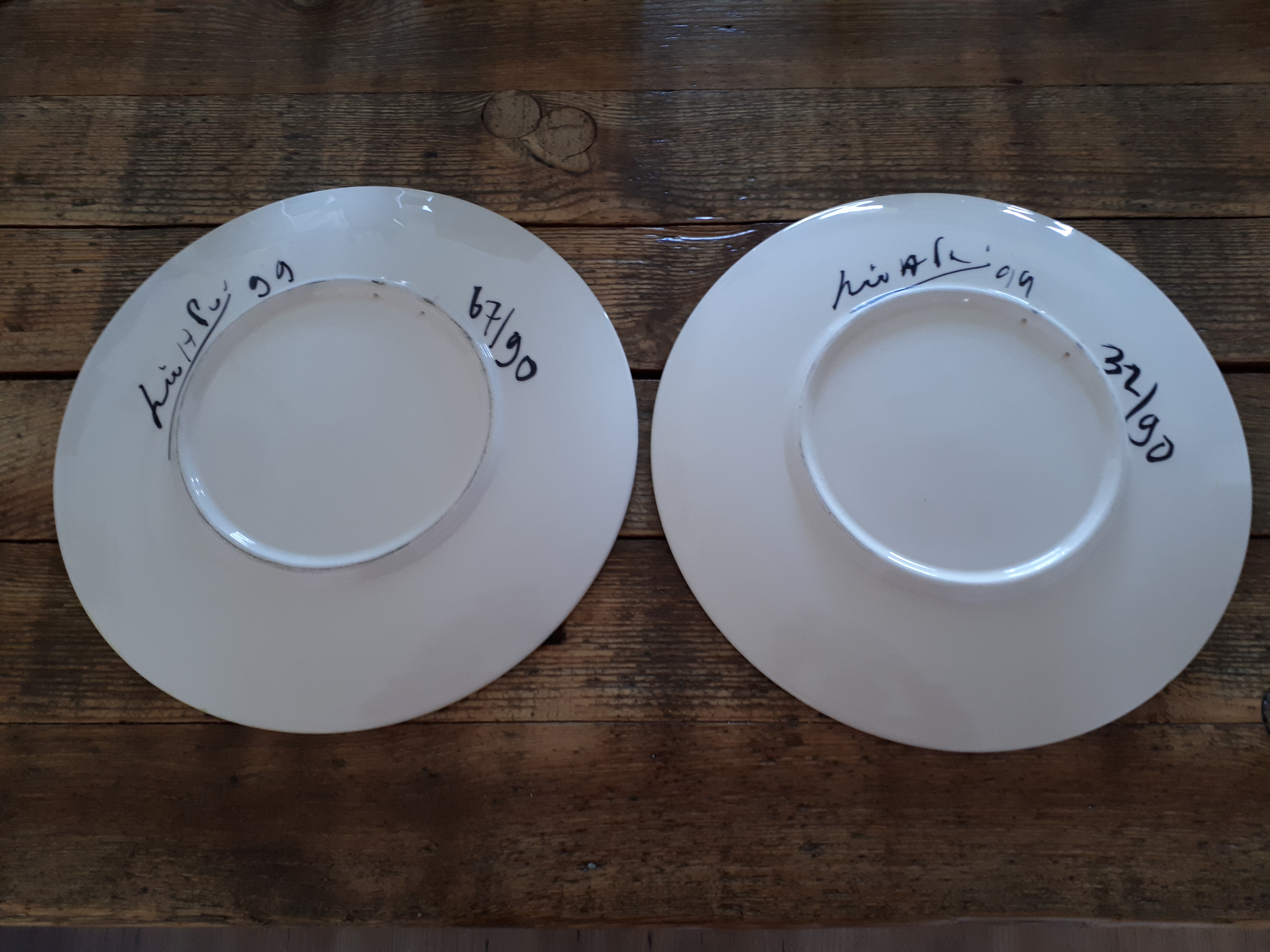 Niet of onleesbaar gesigneerd - 2 borden met vogelmotief -> zie foto's kopen? Bied vanaf 1!