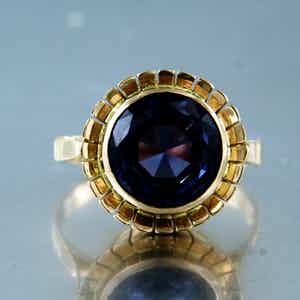 18K Goud - rood gouden ring bezet met een mystiek topaaz, ringmaat 18,25 (57) verkocht voor € 280!